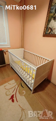 Бебешко легло Smagora 70x140 см като ново, бяло , снимка 4 - Спални и легла - 54149827