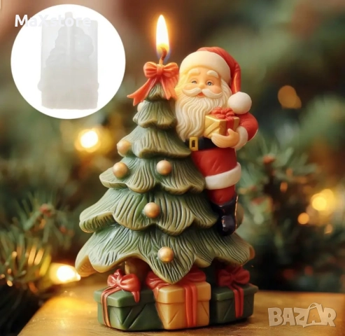 3D Елха с подаръци и дядо Коледа Силиконов молд за свещи гипс сапун смола , снимка 2 - Форми - 52094571