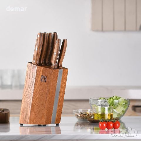 Комплект кухненски ножове EUNA с дървена дръжка, 6 ножа, снимка 8 - Прибори за хранене, готвене и сервиране - 45653710