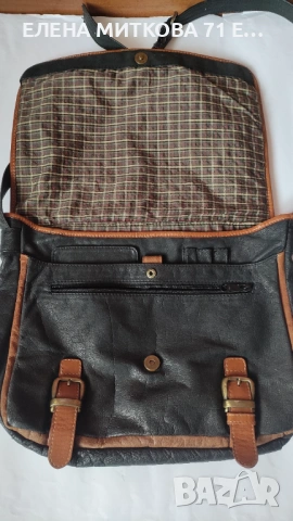 Кожена бизнес чанта в кафяво и черно, снимка 6 - Чанти - 53738740