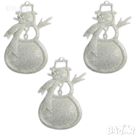 Коледна украса за елха - Блестящ орнамент във формата на снежен човек, снимка 2 - Други стоки за дома - 52805397