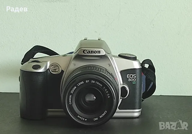  Canon EOS 500n автофокусен филмов фотоапарат и обектив Canon EF 38-76mm 1:4.5-5.6  , снимка 1 - Фотоапарати - 46248820