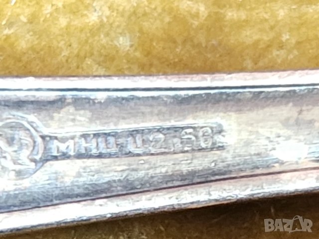 комплект 6 вилици + 6 лъжици от мелхиор, модел "Пламя", посребрени, нови/неползвани, от СССР, снимка 4 - Прибори за хранене, готвене и сервиране - 51078706