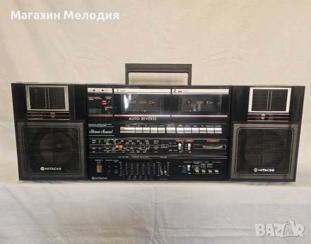 Винтидж бумбокс радиокасетофон Hitachi TRK-W550E – Ретро класика от 80-те , снимка 3 - Радиокасетофони, транзистори - 53619304