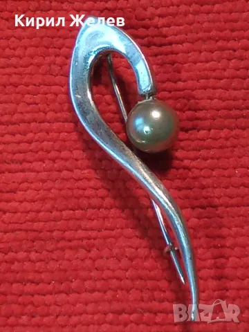 СТАРА АР НУВО СРЕБЪРНА БРОШКА СРЕБРО ВИСОКА ПРОБА с ЕСТЕСТВЕНА СИВА ПЕРЛА МАЙСТОРСКА ИЗРАБОТКА 22312, снимка 8 - Антикварни и старинни предмети - 49959687