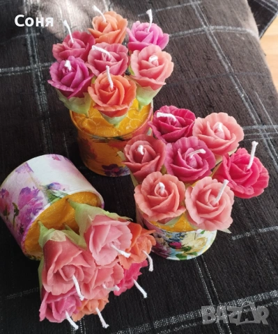 Букетчета от седем рози восъчни, ароматни, снимка 5 - Подаръци за жени - 53657724