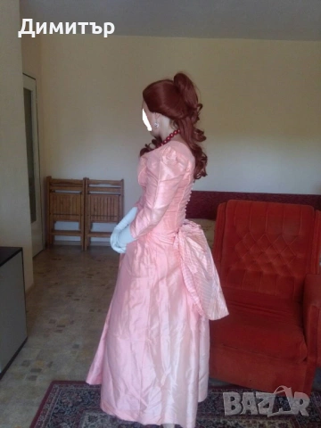 Рокля във викториански стил цвят корал, снимка 3 - Рокли - 54242999