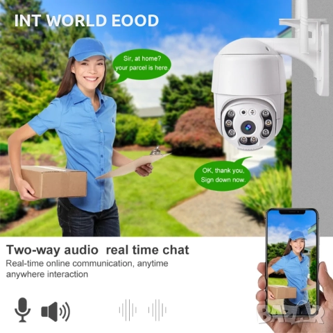  WiFi IP Камера 5MP PTZ IP66 Водоустойчива С PIR засичане на хора Пълноцветно Нощно Виждане V380 APP, снимка 8 - Друга електроника - 52064053