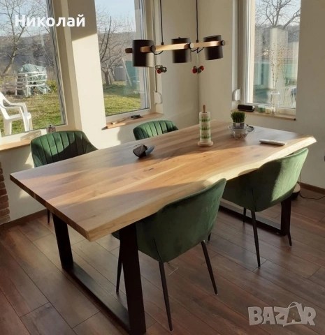 трапезна маса масив дъб с метални крака , снимка 6 - Маси - 53541444