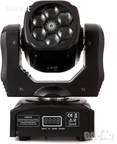 Преносими LED сценични светлини с движеща се глава и управление (6x12W + лазер) Гаранция 12м., снимка 3 - Лед осветление - 51880850