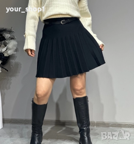 Къса пола плисе финно машинно плетиво 