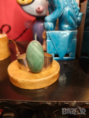 Антикварна сребърна гривна с голям естествен амазонит ., снимка 3 - Антикварни и старинни предмети - 53330827