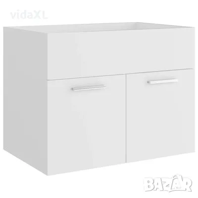 vidaXL Шкаф за баня с вградена мивка, бял, ПДЧ（SKU:3070820）, снимка 4 - Шкафове - 48439117