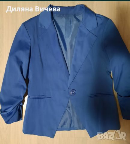 Дамско синьо сако S размер!, снимка 2 - Сака - 45509483