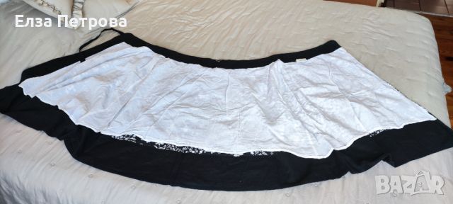 Дамска къса черна памучна лятна/плажна/ пола връзва се с премятане, снимка 7 - Поли - 46432674