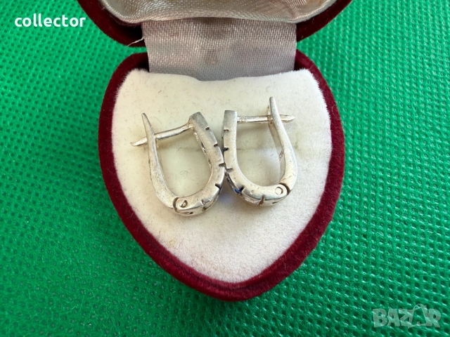 Чифт сребърни обеци с полускъпоценни камъни. №7753, снимка 3 - Обеци - 52814397