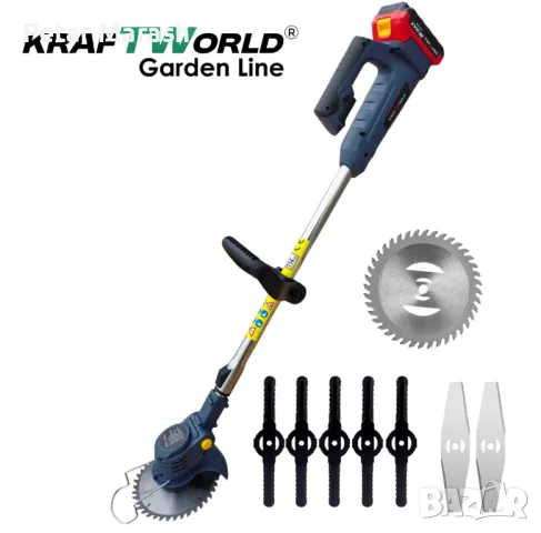 Акумулаторен сет 3в1: Тример, Ножица и Резачка 15 и 20см шини, допълнителни приставки и резервен нож, снимка 6 - Други инструменти - 50357862