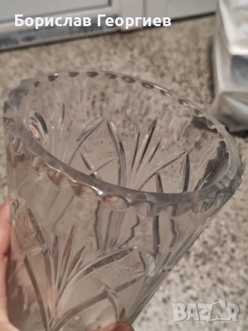 Българска кристална ваза, снимка 3 - Вази - 51983288
