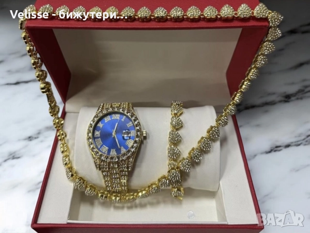 Луксозен комплек бижута,  часовник , гривна и колие, снимка 3 - Бижутерийни комплекти - 52922181
