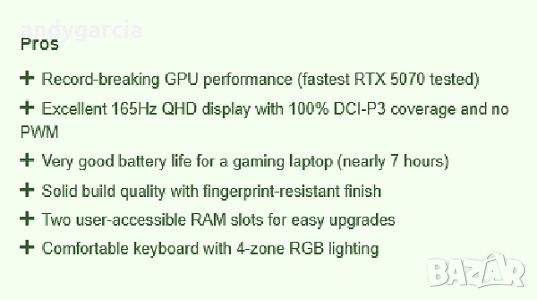 Intel Core i7 14650HX/Nvidia RTX 5070 8GB/15.6 2K 165Hz 100%DCI-P3/16GB RAM/512GB NVMe/MSI Katana 15, снимка 12 - Лаптопи за игри - 53388638