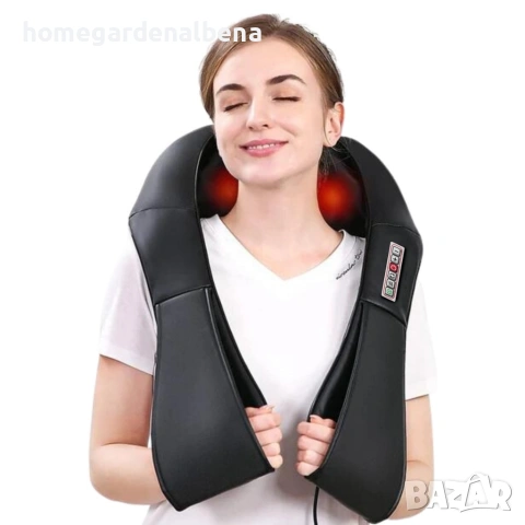 Безжичен 4D шиацу масажор с инфрачервено затопляне, 12 масажни точки, за врат и гръб, снимка 11 - Масажори - 54142598