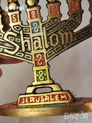 бронзов свещник еврейска менора 25/3, снимка 4 - Декорация за дома - 50085422