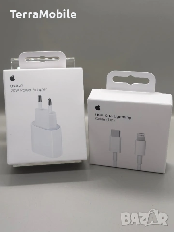 Комплект Бързо Зарядно за iPhone (20W Адаптер + Lightning Кабел) - Ново!