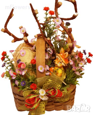 Великденска декорациял Украса за Великден в кошница 30 см