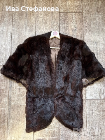 норкова шал наметка болеро от норка естествен косъм кафяв универсален размер , снимка 3 - Рокли - 42599063
