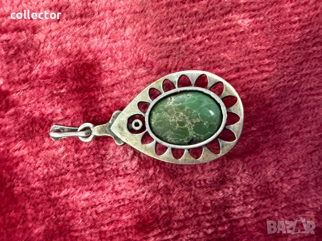 Сребърен медальон / колие с Варисцит и марказити. №7473, снимка 6 - Колекции - 52040910