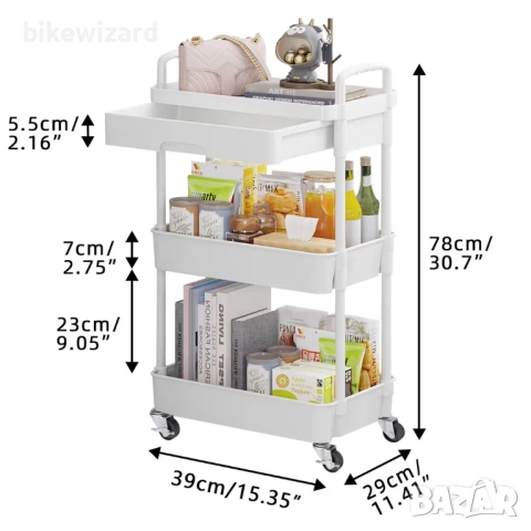 3-етажна количка на колелца с чекмеджета, многофункционална количка за съхранение на колелца НОВА, снимка 2 - Други стоки за дома - 54231740
