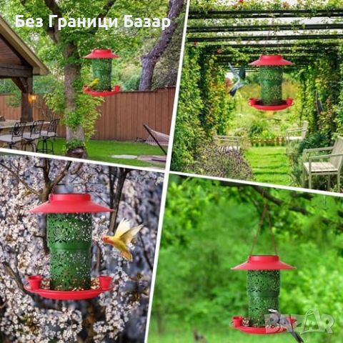 Нова Соларна хранилка за птици с LED светлини и голяма вместимост за двор градина, снимка 4 - Други стоки за дома - 45864787