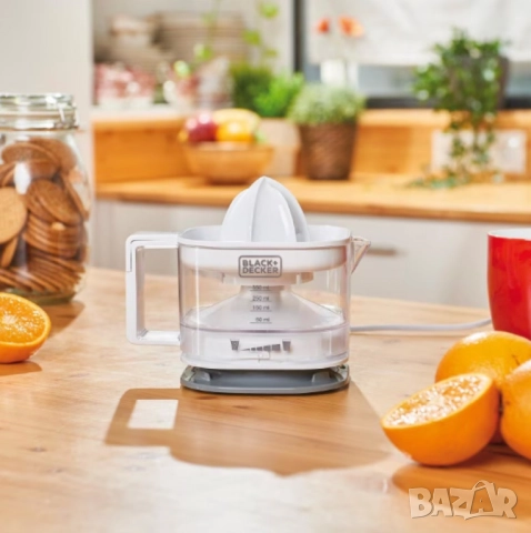 Цитрус преса сокоизтисквачка Black&Decker BXCJ25E, 25W, 350 мл, Бял, снимка 2 - Друга електроника - 51895910
