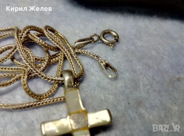 КРАСИВО СЕДЕФЕНО СРЕБЪРНО КРЪСТЧЕ със СТИЛНА СРЕБЪРНА ВЕРИЖКА - СРЕБРО 925 ПРОБА 39999, снимка 7 - Колиета, медальони, синджири - 49981840