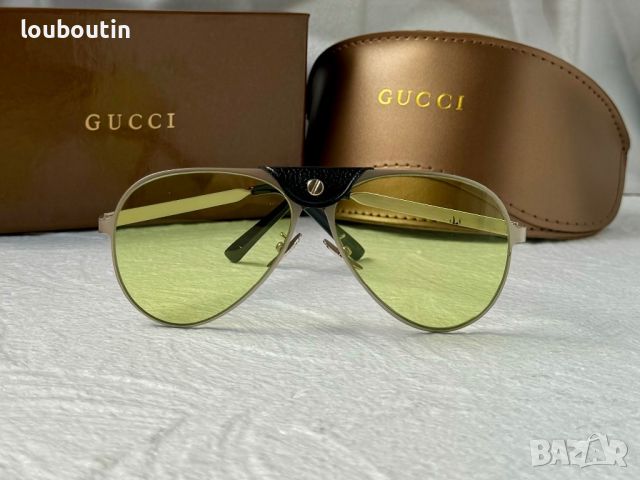 Gucci 2024 мъжки слънчеви очила авиатор с кожа 5 цвята, снимка 10 - Слънчеви и диоптрични очила - 45484592