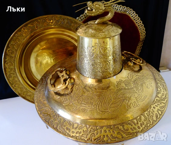 Китайско бронзово барбекю,тенджера на дървени въглища. , снимка 11 - Антикварни и старинни предмети - 53773424