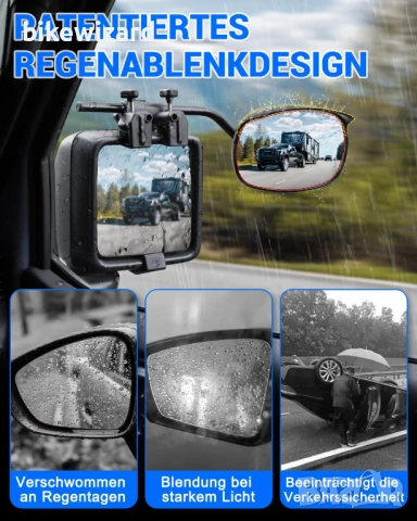 Удължители за странични огледала за каравани Универсални огледала за теглене  с дефлектор НОВИ, снимка 2 - Аксесоари и консумативи - 53720173