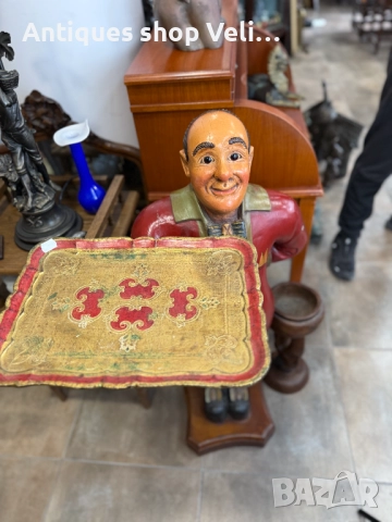 Дървена фигура на иконом/сервитьор №7397 , снимка 4 - Антикварни и старинни предмети - 51889374