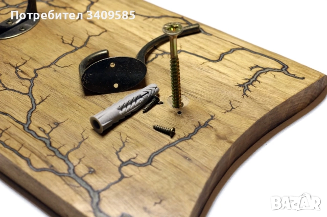 Закачалка за дрехи от орех, с епоксидна смола и светеща боя, снимка 6 - Декорация за дома - 52566053