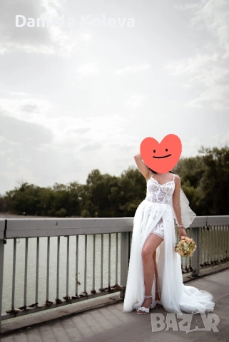 Булчински рокля с дълбока цепка и къси панталонки, снимка 2 - Рокли - 52513412