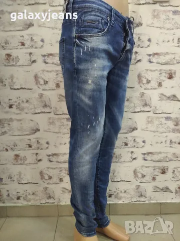 Intelligence- дънки слим, надрани, избелени, по- къси, с еластан, снимка 1