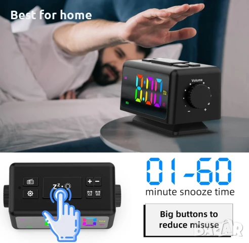 Цифров будилник с 11 динамичен RGB дисплей, снимка 3 - Друга електроника - 50990256