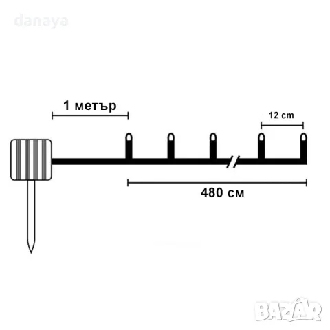 5446 Соларни лампички Led соларен гирлянд, жълта светлина, 480 см, снимка 7 - Декорация за дома - 47978651