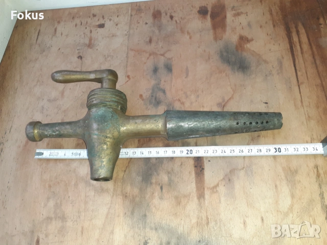 Огромен стар бронзов кран за бъчва с маркировки - антика, снимка 5 - Антикварни и старинни предмети - 54031623