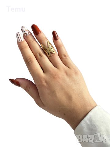 Красив дамски пръстен от неръждаема стомана тип пеперуда, снимка 1 - Пръстени - 46375762