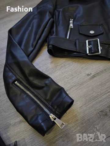 Ново уникално дамско черно кожено яке 2в1, снимка 8 - Якета - 53201888