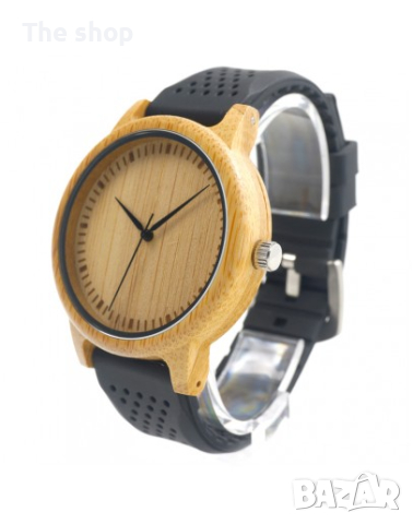 Дървен часовник със силиконова каишка - Montesilvano - 3 цвята (005), снимка 3 - Други - 44988805