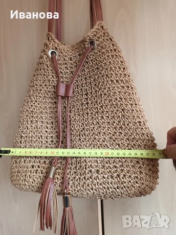 Плетена лятна дамска чанта, снимка 2 - Чанти - 54190527
