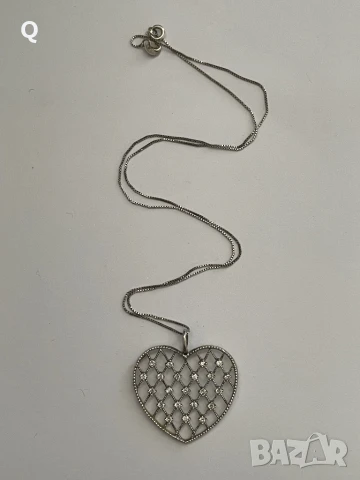 Сребърно синджирче с висулка сърце, проба 925(4)