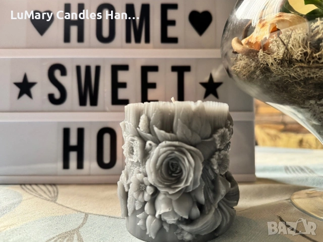 Свещ “ Сива елегантност”, снимка 2 - Декорация за дома - 53225421